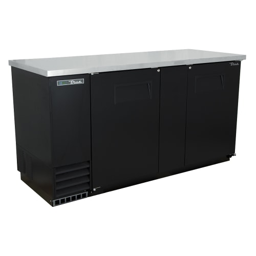 True TBB-3-HC 69" Bar Refrigerator - 2 Swinging Solid Doors, Black, 115v