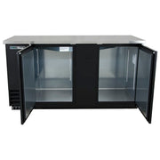 True TBB-3-HC 69" Bar Refrigerator - 2 Swinging Solid Doors, Black, 115v