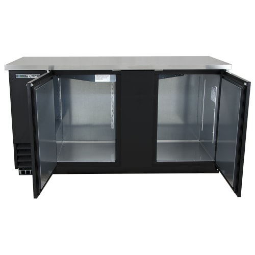 True TBB-3-HC 69" Bar Refrigerator - 2 Swinging Solid Doors, Black, 115v