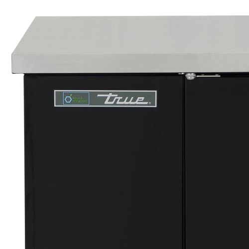 True TBB-3-HC 69" Bar Refrigerator - 2 Swinging Solid Doors, Black, 115v