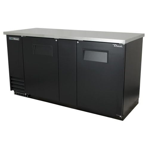 True TBB-3-HC 69" Bar Refrigerator - 2 Swinging Solid Doors, Black, 115v