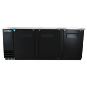 True TBB-4-HC 90 3/8" Bar Refrigerator - 3 Swinging Solid Doors, Black, 115v