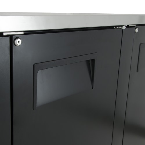 True TBB-4-HC 90 3/8" Bar Refrigerator - 3 Swinging Solid Doors, Black, 115v