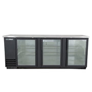 True TBB-4G-HC-LD 90 3/8" Bar Refrigerator - 3 Swinging Glass Doors, Black, 115v