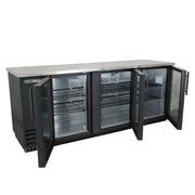 True TBB-4G-HC-LD 90 3/8" Bar Refrigerator - 3 Swinging Glass Doors, Black, 115v