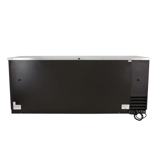 True TBB-4G-HC-LD 90 3/8" Bar Refrigerator - 3 Swinging Glass Doors, Black, 115v