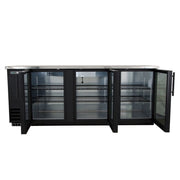 True TBB-4G-HC-LD 90 3/8" Bar Refrigerator - 3 Swinging Glass Doors, Black, 115v