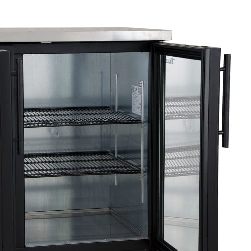 True TBB-4G-HC-LD 90 3/8" Bar Refrigerator - 3 Swinging Glass Doors, Black, 115v