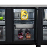 True TBB-4G-HC-LD 90 3/8" Bar Refrigerator - 3 Swinging Glass Doors, Black, 115v