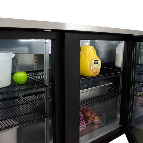 True TBB-4G-HC-LD 90 3/8" Bar Refrigerator - 3 Swinging Glass Doors, Black, 115v