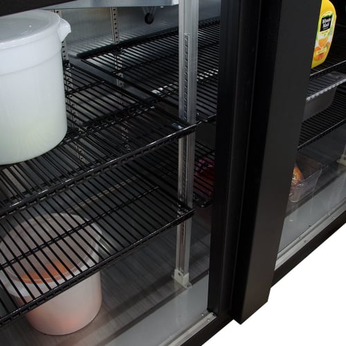 True TBB-4G-HC-LD 90 3/8" Bar Refrigerator - 3 Swinging Glass Doors, Black, 115v