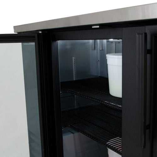 True TBB-4G-HC-LD 90 3/8" Bar Refrigerator - 3 Swinging Glass Doors, Black, 115v