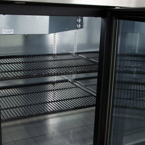 True TBB-4G-HC-LD 90 3/8" Bar Refrigerator - 3 Swinging Glass Doors, Black, 115v