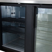 True TBB-4G-HC-LD 90 3/8" Bar Refrigerator - 3 Swinging Glass Doors, Black, 115v
