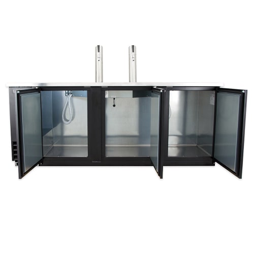 True TDD-4-HC 90" Kegerator Beer Dispenser w/ (4) Keg Capacity - (2) Columns, Black, 115v