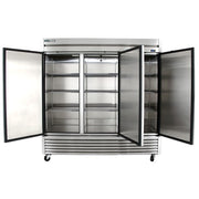True TS-72-HC 78 1/10" Three Section Reach In Refrigerator, (3) Left/Right Hinge Solid Doors, 115v
