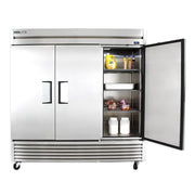 True TS-72-HC 78 1/10" Three Section Reach In Refrigerator, (3) Left/Right Hinge Solid Doors, 115v