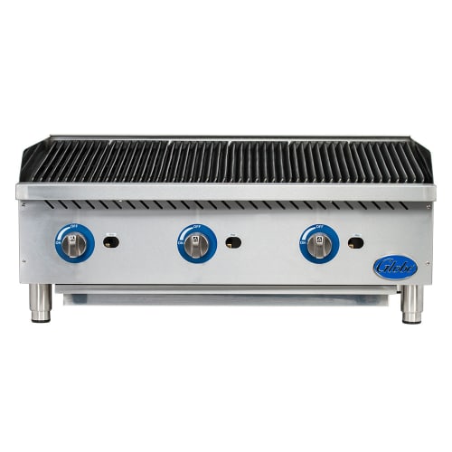Globe GCB36G-RK 36" Countertop Gas Charbroiler w/ Reversible Grates, Char Rock