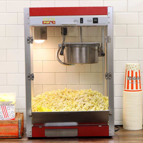 Paragon Popcorn Machine w/ 8 oz Kettle & Red Finish, 120v (1108110)