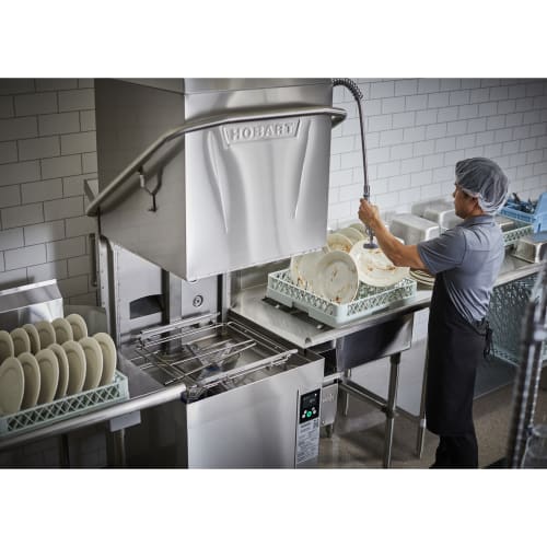 Hobart AM16VL-BAS-4 High Temp Door Type Dishwasher w/ 45 Racks/hr Capacity, Built-in Booster, 480v/3ph