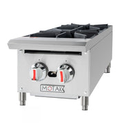 MoTak MHP12 12" Gas Hotplate w/ (2) Burners & Manual Controls, Convertible