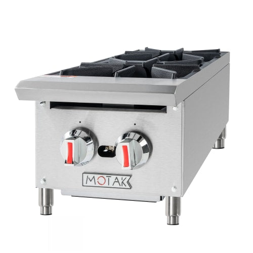 MoTak MHP12 12" Gas Hotplate w/ (2) Burners & Manual Controls, Convertible