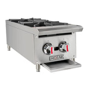 MoTak MHP12 12" Gas Hotplate w/ (2) Burners & Manual Controls, Convertible