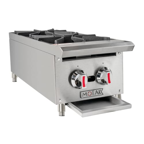 MoTak MHP12 12" Gas Hotplate w/ (2) Burners & Manual Controls, Convertible