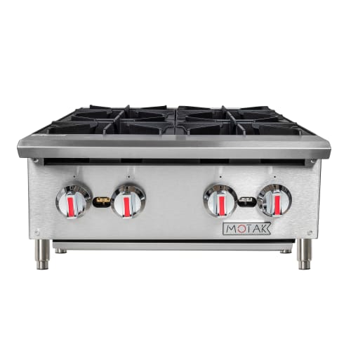 MoTak MHP24 24" Gas Hotplate w/ (4) Burners & Manual Controls, Convertible