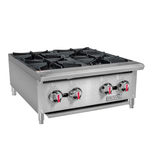 MoTak MHP24 24" Gas Hotplate w/ (4) Burners & Manual Controls, Convertible