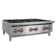 MoTak MHP36 36" Gas Hotplate w/ (6) Burners & Manual Controls, Convertible