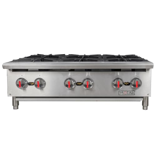 MoTak MHP36 36" Gas Hotplate w/ (6) Burners & Manual Controls, Convertible