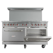 MoTak MR10-C-S (3) 60" 10 Burner Gas Range - (2) Standard Ovens, Convertible