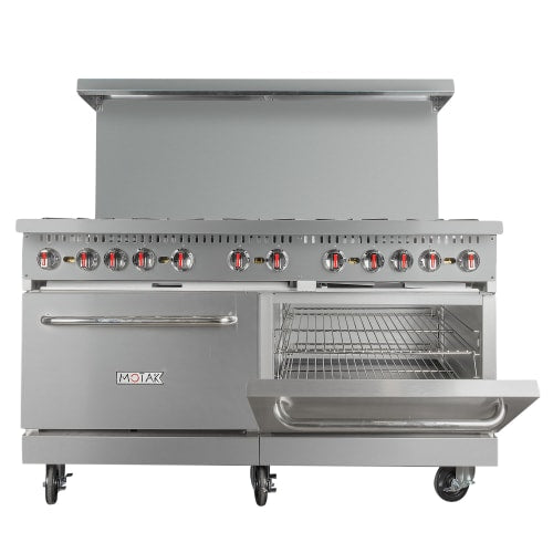 MoTak MR10-C-S (3) 60" 10 Burner Gas Range - (2) Standard Ovens, Convertible