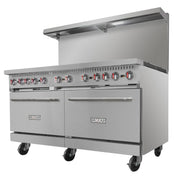 MoTak MR10-C-S (3) 60" 10 Burner Gas Range - (2) Standard Ovens, Convertible