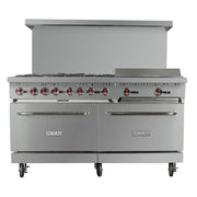 MoTak MR10-G24-C-S 60" 6 Burner Gas Range w/ Griddle - (2) Standard Ovens, Convertible