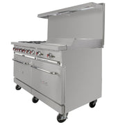 MoTak MR10-G24-C-S 60" 6 Burner Gas Range w/ Griddle - (2) Standard Ovens, Convertible