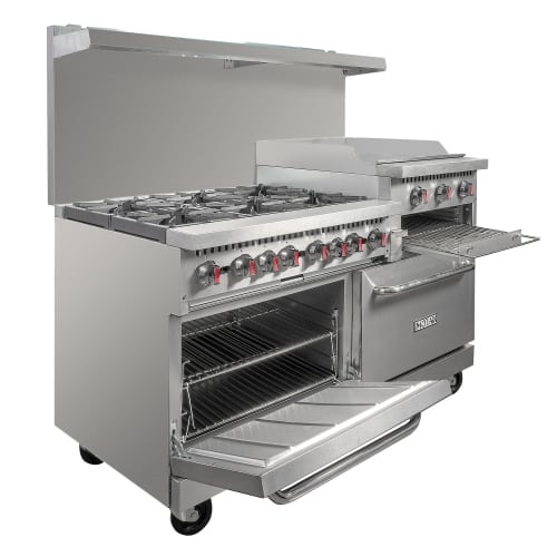 MoTak MR10-RGB24-N-C-S 60" 6 Burner Gas Range w/ Griddle/Broiler & (2) Standard Ovens, Convertible