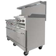 MoTak MR10-RGB24-N-C-S 60" 6 Burner Gas Range w/ Griddle/Broiler & (2) Standard Ovens, Convertible