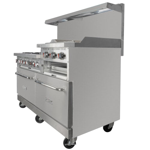 MoTak MR10-RGB24-N-C-S 60" 6 Burner Gas Range w/ Griddle/Broiler & (2) Standard Ovens, Convertible