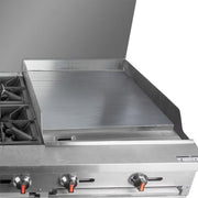 MoTak MR10-RGB24-N-C-S 60" 6 Burner Gas Range w/ Griddle/Broiler & (2) Standard Ovens, Convertible