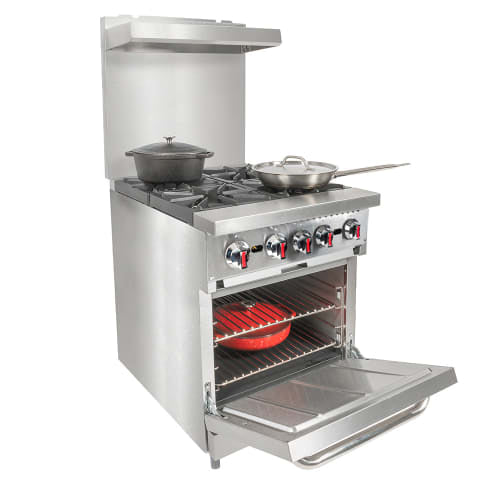 MoTak MR4-C-S-3 24" 4 Burner Gas Range - Standard Oven, Convertible