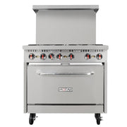 MoTak MR6-C-S 36" 6 Burner Gas Range - Standard Oven, Convertible