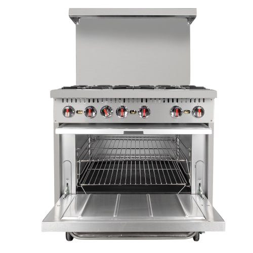 MoTak MR6-C-S 36" 6 Burner Gas Range - Standard Oven, Convertible