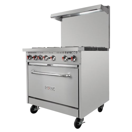 MoTak MR6-C-S 36" 6 Burner Gas Range - Standard Oven, Convertible
