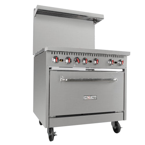 MoTak MR6-C-S 36" 6 Burner Gas Range - Standard Oven, Convertible