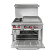 MoTak MR6-G24-C-S 36" 2 Burner Gas Range w/ Griddle - Standard Oven, Convertible