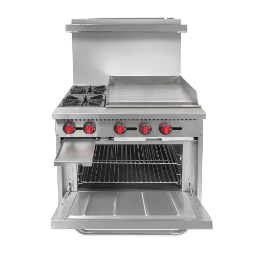 MoTak MR6-G24-C-S 36" 2 Burner Gas Range w/ Griddle - Standard Oven, Convertible