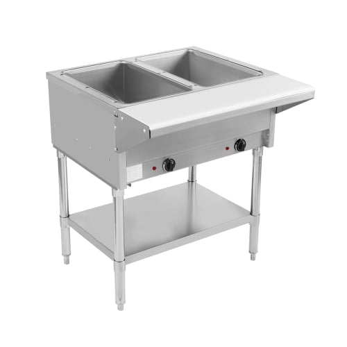 BevLes BVST-2-120 30" Hot Steam Table w/ (2) Wells & Undershelf, 120v
