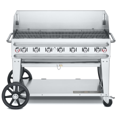 Crown Verity CV-RCB-48WGP-SI-BULK 46" Mobile Gas Commercial Outdoor Grill w/ Wind Guards, Liquid Propane